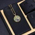 wholesale 925 Sterling Silver Round Pendant with Abalone Shell and Saint Medal - Mens Religious s-0-1