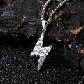 wholesale 925 Sterling Silver Hammered Lightning Bolt Pendant Necklaces for Men Women s 45cm Chain Length-0-3