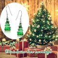 wholesale 925 Sterling Silver Green Crystal Christmas Tree Shape Dangle Earrings for Women-0-5