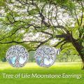 wholesale 925 Sterling Silver Tree Of Life Moonstone Stud Earrings White Gold Plated-0-4