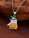 wholesale 925 Sterling Silver Halloween Ghost Jack-o'-Lantern Pendant Necklace for Women Gifts-0-2