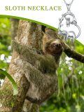 wholesale 925 Sterling Silver Cute Sloth Family Heart Vine Pendant Necklace Platinum Plated-0-5