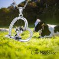 wholesale 925 Sterling Silver Cow Heart-Shaped Pendant Necklace with Cubic Zirconia Stones for Women and Girls-0-3