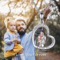 wholesale 925 Sterling Silver Heart Shaped Pendant with Father and Son Design - I Love You Forever Necklace for Dad Gifts-0-5