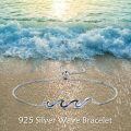 wholesale 925 Sterling Silver Green Stone Wave Adjustable Bracelet for Women - Ocean Inspired Beach Gift Idea-0-16