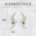 wholesale 925 Sterling Silver Bee Studs with Leaves and Crystal Accents for Non-Pierced Ears-0-4