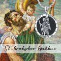 wholesale 925 Sterling Silver Saint Christopher Medal Necklace with Black Onyx Stone and Stars Protection Charm for Men & Women-0-4