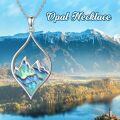 wholesale Sterling Silver White Blue Opal Necklace for Nature Lovers-0-3