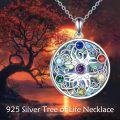 wholesale 925 Sterling Silver Rainbow Abalone Shell Chakra Tree of Life Pendant Necklace for Women-0-1