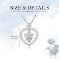 wholesale White Gold Plated Silver & Moissanite Geometric Heart Solitaire Necklace 1.0ct-0-4