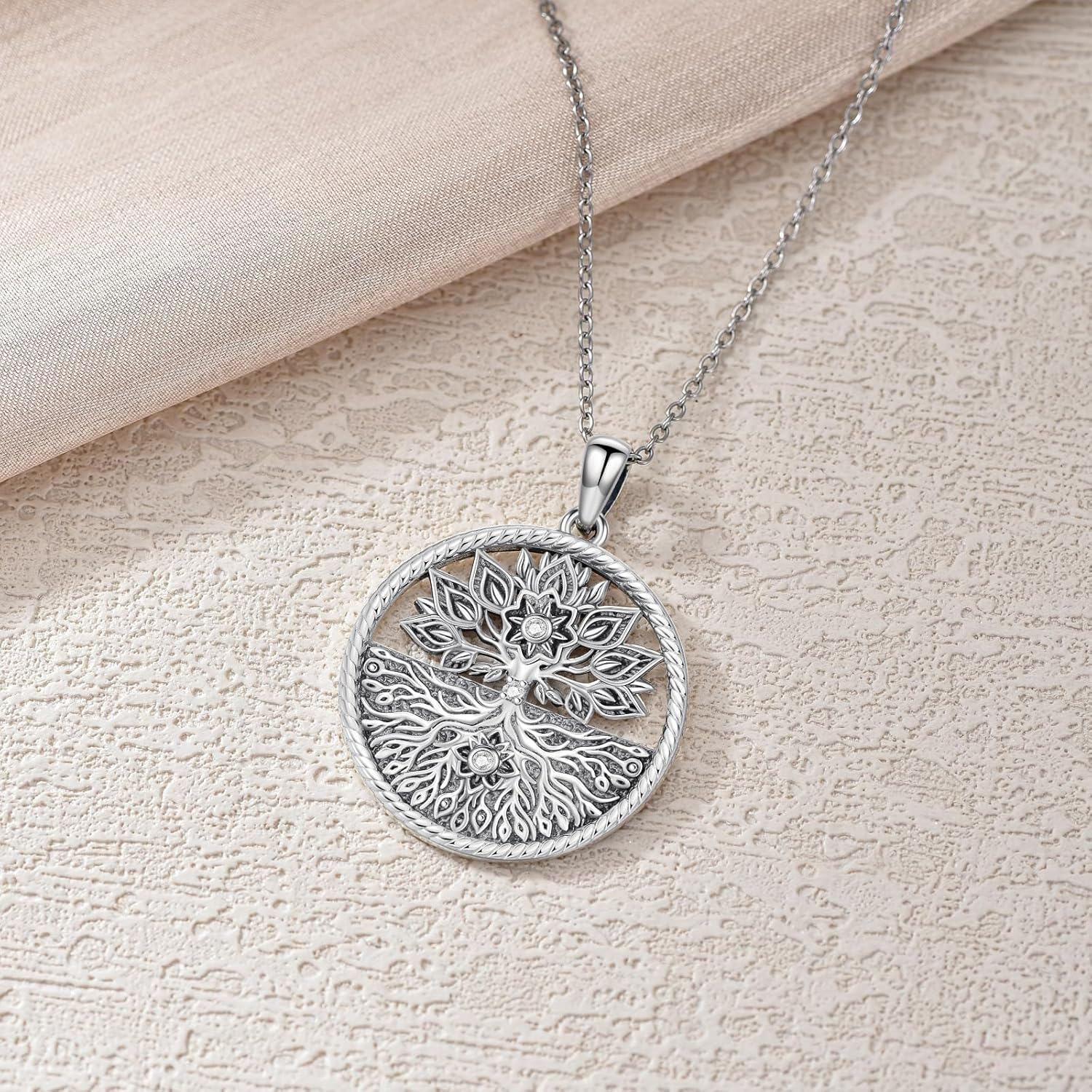 wholesale 925 Sterling Silver Round Tree of Life Pendant with Cubic Zirconia - Family s for Women-0-2