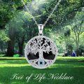 wholesale 925 Sterling Silver Tree of Life Pendant with Blue Opal & Black Opal - Evil Eye s for Her-0-6