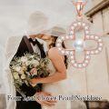 wholesale Rose Gold 925 Sterling Silver Four-Leaf Clover Necklace with Pearls and Cubic Zirconia-0-4
