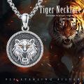 wholesale 925 Sterling Silver Round Pendant with Tiger Head Design - Mens & Womens Jewelry-0-2