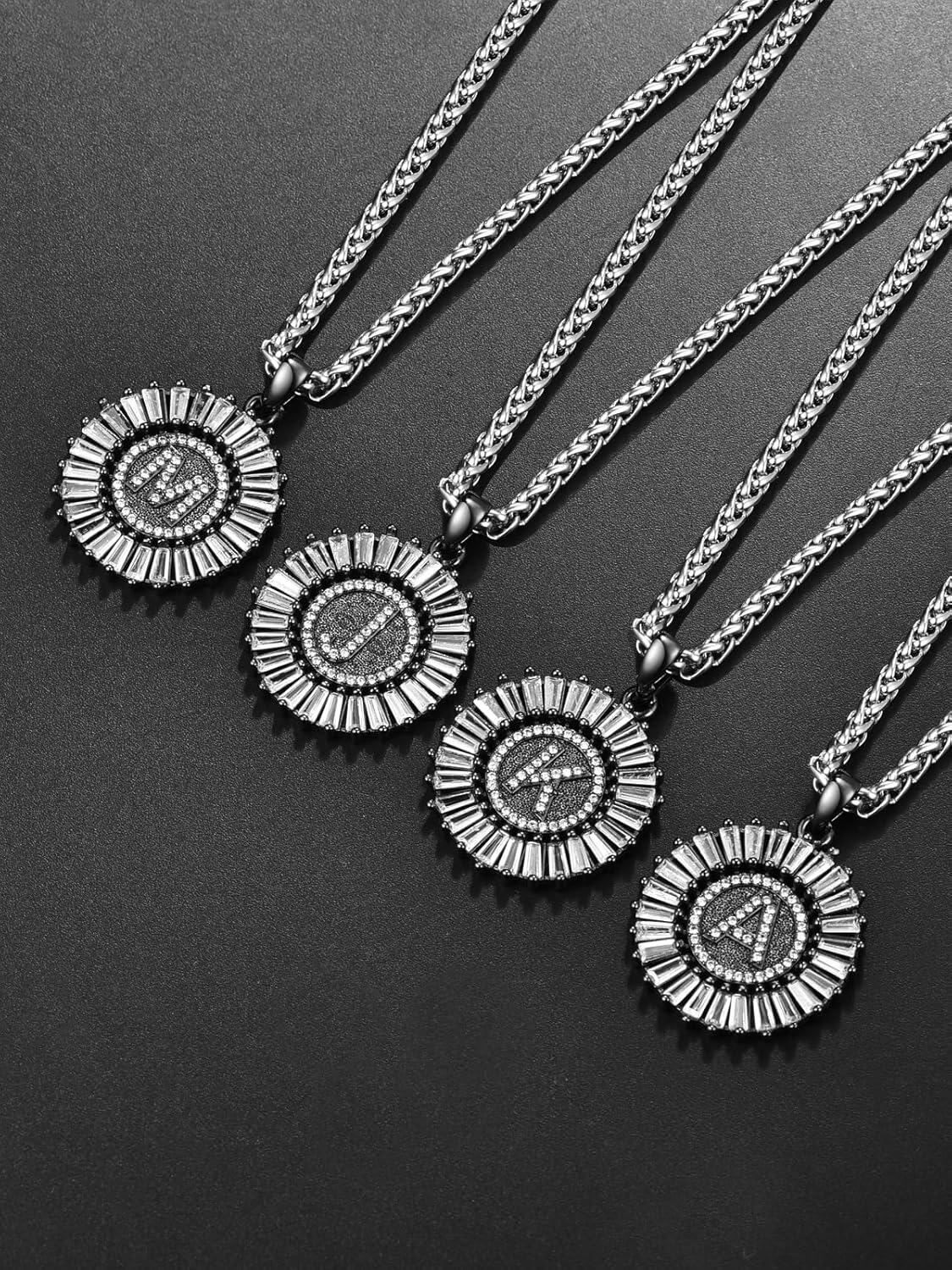 wholesale 925 Sterling Silver CZ Initial J Pendant Chain Necklaces for Men & Women-0-2