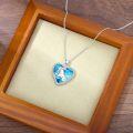 wholesale 925 Sterling Silver Heart-Shaped Blue Stone with Unicorn Pendant Necklaces for Women - 12 Zodiac Signs -0-5