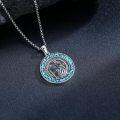 wholesale 925 Sterling Silver Turquoise St Christopher Protect Us Medal Pendant Necklace Catholic s for Men & Women-0-4