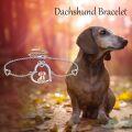 wholesale 925 Sterling Silver/Ross Gold Plated Dachshund Dog Heart Bracelet for Women Gifts for Dachshund Lovers-0-4