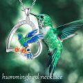 wholesale 925 Sterling Silver Heart-Shaped Hummingbird Pendant with Enamel and Cubic Zirconia Necklaces for Women-0-1