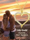 TOUPOP 14K Gold Moissanite Heart Pendant Necklace for Women-0-3