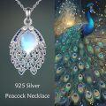 wholesale 925 Sterling Silver Blue Green Crystal Feather Pendant Necklace-0-4