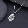 wholesale Sterling Silver Saint Medal Oval Necklace for Men Women Religious Jewelry-0-52