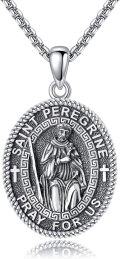 wholesale 925 Sterling Silver St. Peregrine Medal Necklace for Men Women Protection Catholic Faith Prayer s 47cm Chain Length-0-0