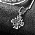 wholesale 925 Sterling Silver Cross Pendant with Intricate Design and Chain - For Men & Women-0-2