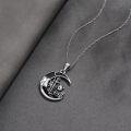 wholesale 925 Sterling Silver Panda Bamboo Moon Necklace Pendant Charm-0-4