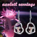 wholesale 925 Sterling Silver I Love You Forever Sloth Dangle Earrings with Cubic Zirconia and Heart-Shaped Pendant-0-3