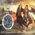 wholesale 925 Sterling Silver Religious Jewelry St. Michael and Raphael Praying Hands Coin Medal Pendant Necklace Archangel Protection for Men & Women-0-4