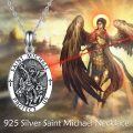 wholesale 925 Sterling Silver Saint Michael Protect Us Oval Medal Pendant Necklace-0-4