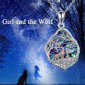 wholesale 925 Sterling Silver Wolf and Girl Pendant Necklaces for Women Mother's Day Gifts-0-11