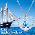 wholesale 925 Sterling Silver Blue Topaz Teardrop Anchor Pendant Necklace for Women Oceanic Jewelry-0-5