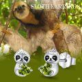 wholesale 925 Sterling Silver Hypoallergenic Green Crystal Sloth Stud Earrings for Kids Adults-0-1