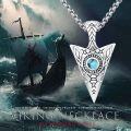 wholesale 925 Sterling Silver Viking Triangle Pendant with Turquoise and Opal Stone Necklace for Men-0-5