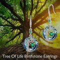 wholesale Sterling Silver Gemstone Tree of Life Dangle Earrings Birthstone Gift for Her-0-1