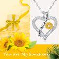 wholesale TOUPOP Sunflower Necklace Sterling Silver You Are My Sunshine Pendant Necklace Birthday Christmas Jewelry Gifts For Women -0-2