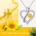 TOUPOP Sterling Silver Sunflower Pendant You Are My Sunshine Necklace-0-2