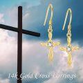 wholesale 14K Gold Simple Wing Teardrop Cross Love Knot Dangle Earrings for Women-0-4