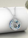 wholesale 925 Sterling Silver Blue Crystal Hummingbird Pendant Necklace for Women-0-4