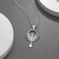 wholesale 925 Sterling Silver Phoenix Necklace with Created Diamond April Birthstone, 0.9 Inch Pendant, 18+2 Inch Chain, Gift for Women-0-1
