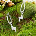 wholesale 925 Sterling Silver Fire Opal Lightning Bolt Hoop Earrings Hypoallergenic Small Stud Jewelry Birthday Gifts for Women-0-4