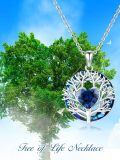 TOUPOP Sterling Silver Sapphire Tree Of Life Heart Pendant Necklace-0-2