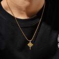 wholesale 925 Sterling Silver & Gold-Plated Black Christian Cross Necklace  - 22 + Extender-0-7