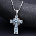 wholesale 925 Sterling Silver Blue Enamel Star of David Celtic Knot Cross Pendant Necklace-0-16
