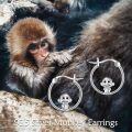 wholesale 925 Sterling Silver Monkey Charm Circle Hoop Earrings for Girls and Women-0-4