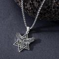 wholesale 925 Sterling Silver Eagle Star Triangle Pendant Necklace s for Women and Men-0-3