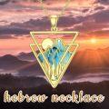 wholesale 925 Sterling Silver Turquoise Mountain Pendant Necklace with Gold Plated Triangle Frame and Celestial Elements-0-1