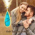 wholesale 925 Sterling Silver Natural Turquoise Pendant Necklace - Teardrop Shape with Cubic Zirconia Accent Chain Gift for Her-0-4